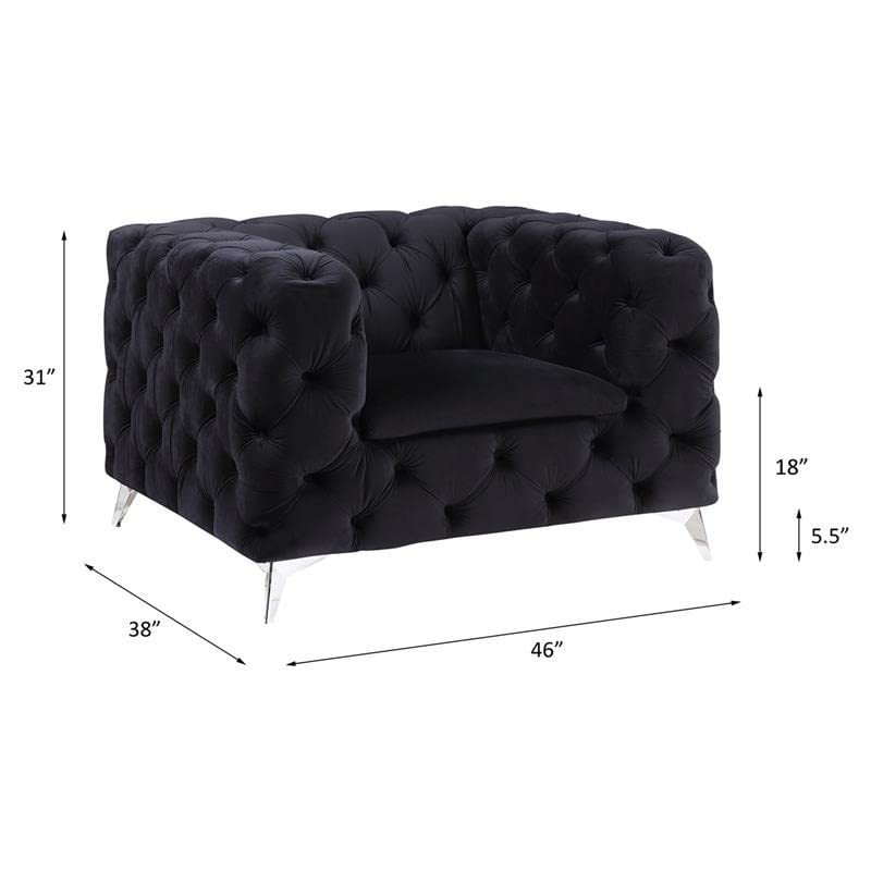 Acme Phifina Button Tufted Velvet Upholstery Chair in Black