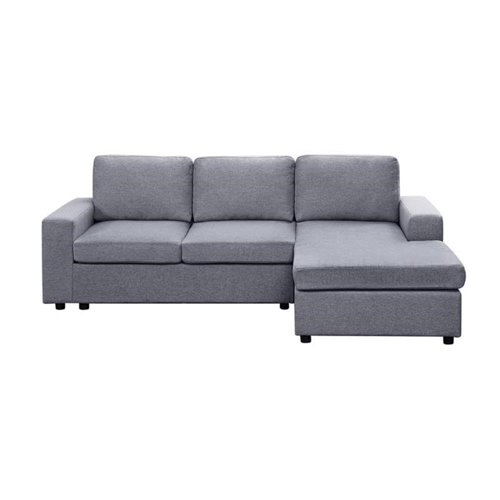 Lilola Home Aurelle Light Gray Linen Reversible Sectional Sofa Chaise