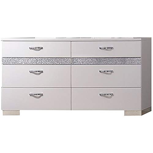Acme Naima Ii 6 Drawer Wood Dresser In White