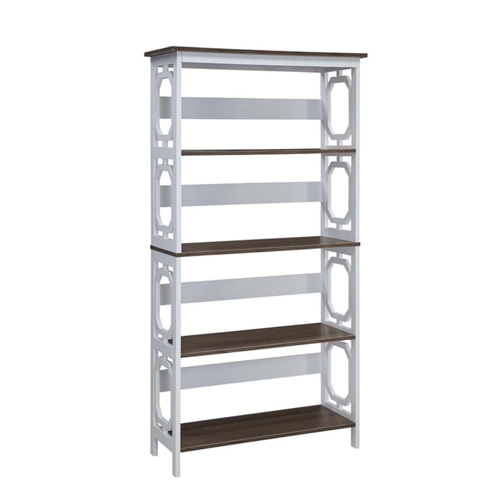 Convenience Concepts Omega 5 Tier Bookcase, Driftwood Shelves / White Frame