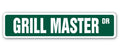 GRILL MASTER Street Sign cook bbq grilling cookout Bar | Indoor/Outdoor | 24'' Wide Plastic Sign
