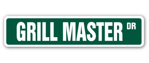 GRILL MASTER Street Sign cook bbq grilling cookout Bar | Indoor/Outdoor | 24'' Wide Plastic Sign
