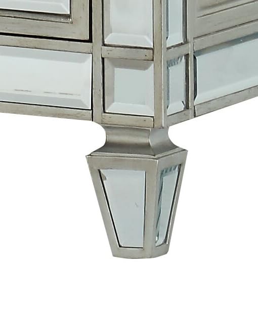 Acme Varian 6 Drawers Wooden Dresser with Mirror Inlay in Silver