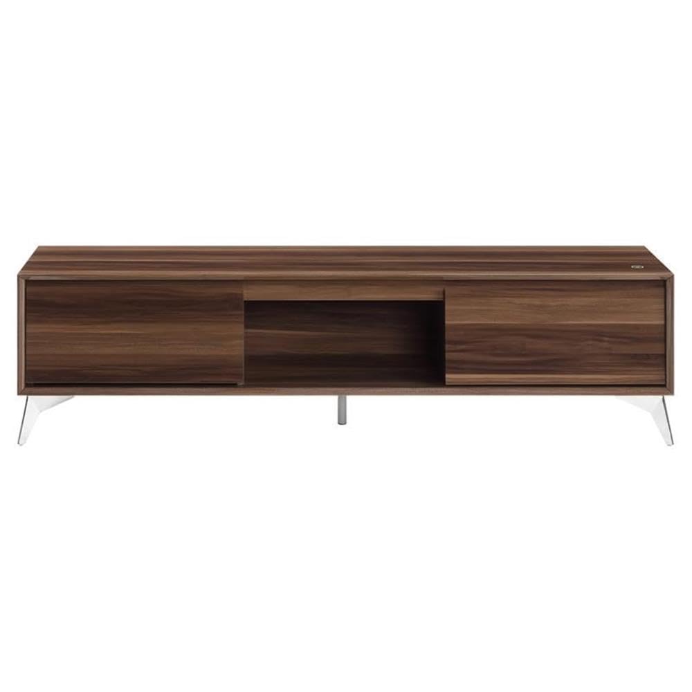 Acme Raceloma Wooden 2-Drawer TV Stand with LED Lighting in Walnut and Chrome