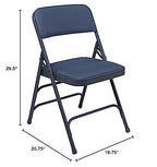 National Public Seat Home Office Decorative Vinyl Upholstered Premium Folding Chair Triple Brace Double Hinge Blue - 4 Pack