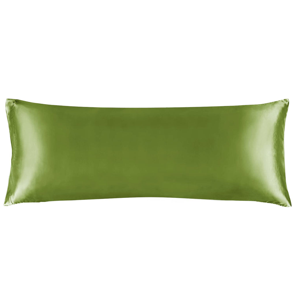 Bedelite Satin Silk Body Pillow Pillowcase For Hair And Skin, Premium And Silky Cedar Green Long Body Pillow Case Cover 20X54 Wi