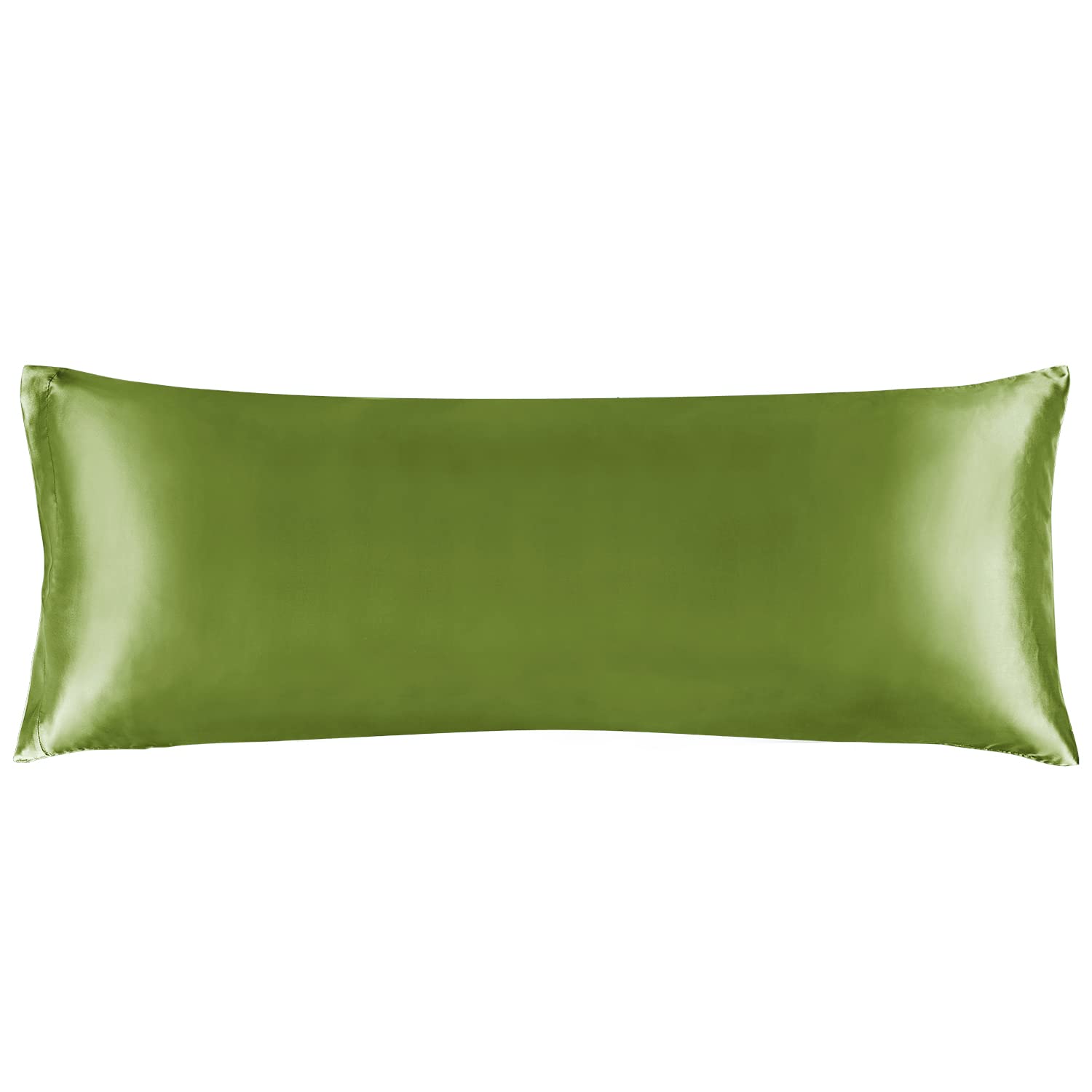 Bedelite Satin Silk Body Pillow Pillowcase For Hair And Skin, Premium And Silky Cedar Green Long Body Pillow Case Cover 20X54 Wi