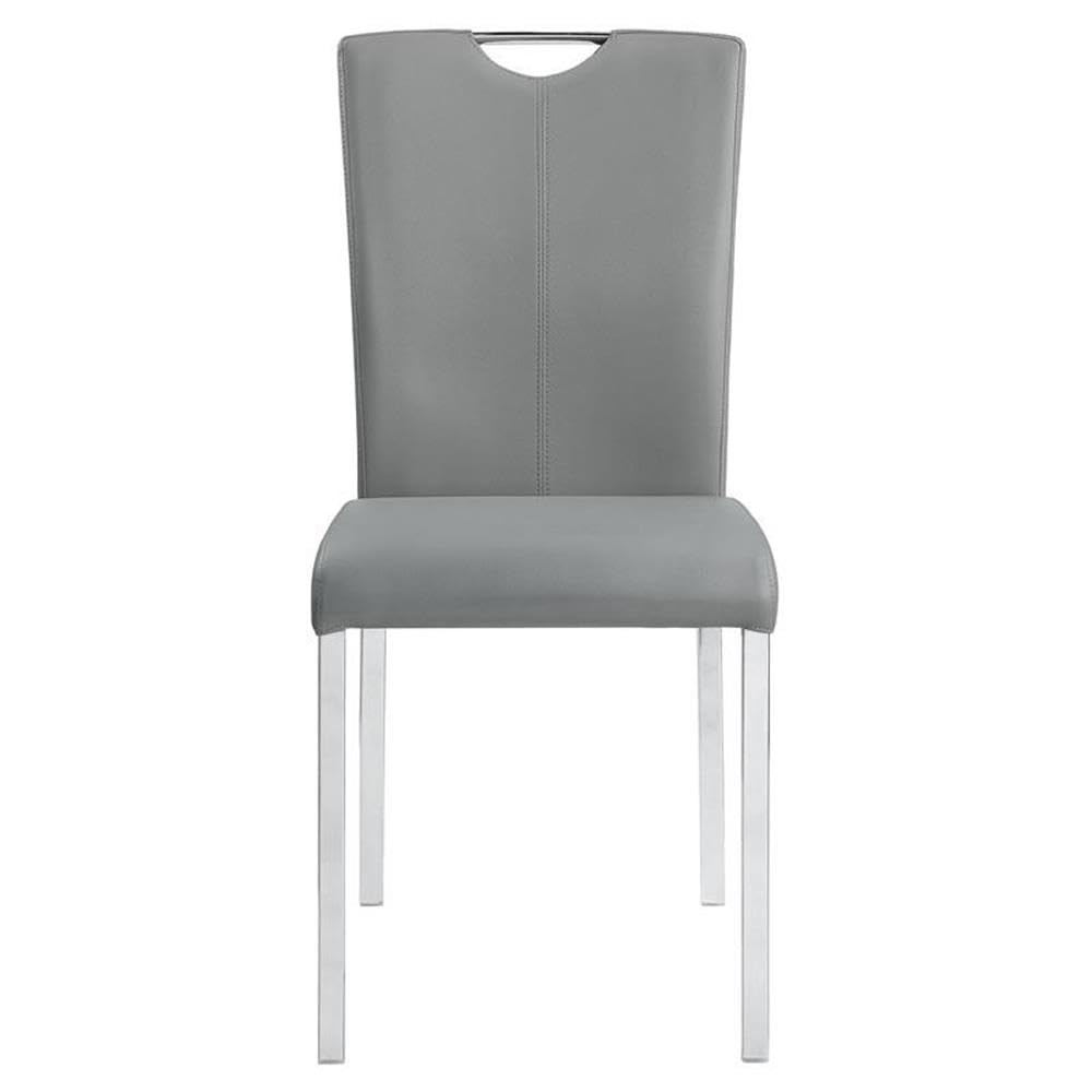 Acme Pagan Faux Leather Side Chair with Metal Legs in Gray and Chrome (Set of 2)