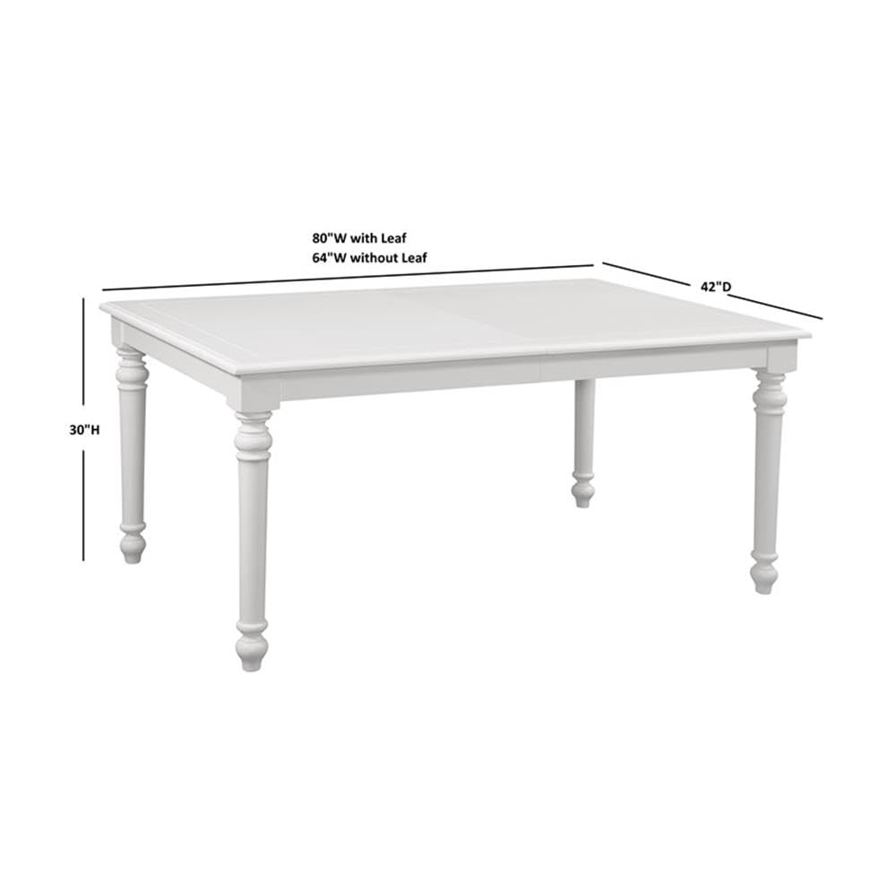 American Woodcrafters Cottage Traditions Wood 80-Inch Extenable Leg Table in Eggshell White