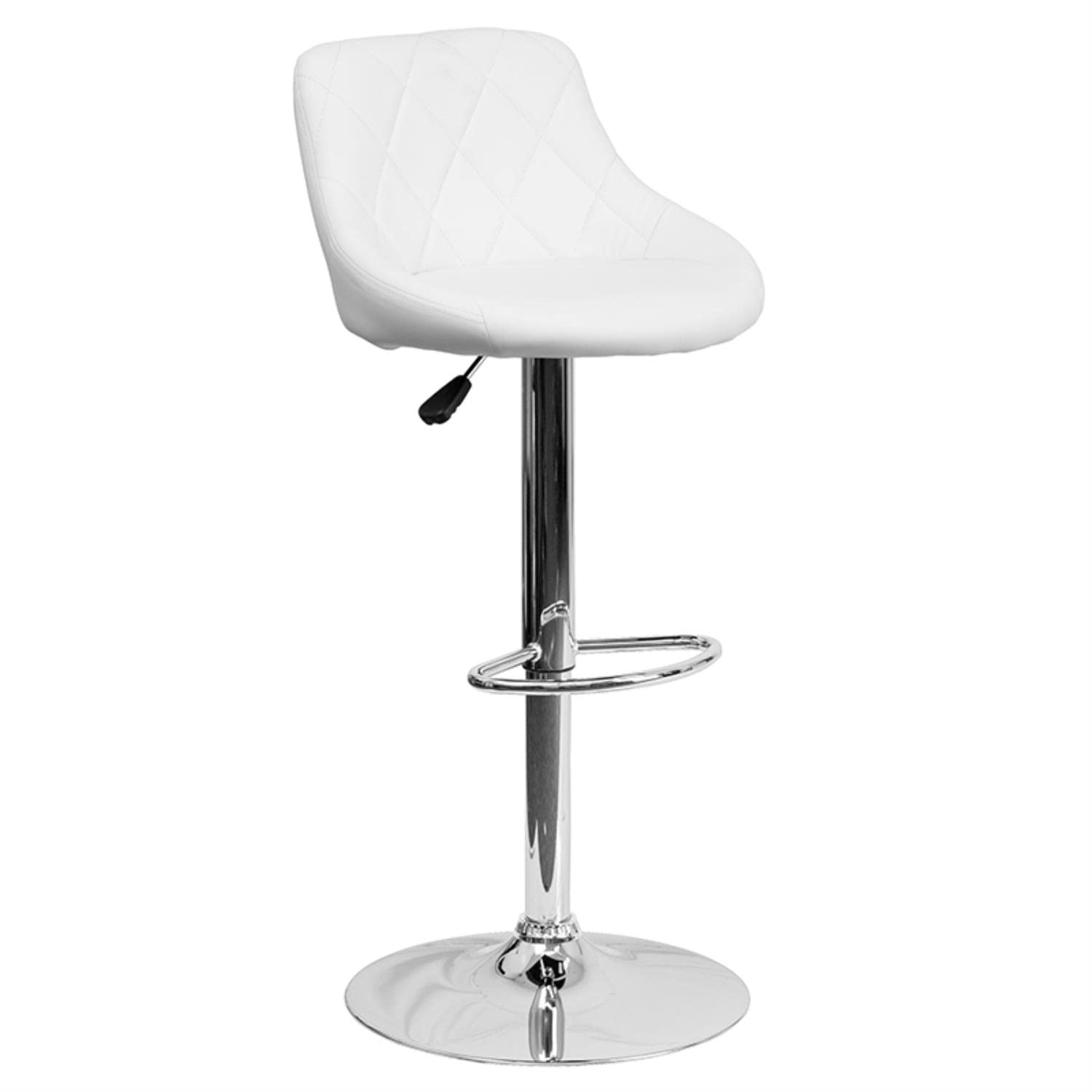 Flash Furniture Vinyl Adjustable Height Barstool, 1 Pack, White