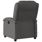 'vidaXL Massage Recliner Chair- Adjustable Manual Reclining Function, 6-Point Vibration Massage, 100% Real Grey Leather, Side Pocket, Solid Wood and Metal Frame