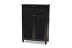 Baxton Studio Coolidge Modern and Contemporary Dark Grey Finished 5-Shelf Wood Shoe Storage Cabinet with Drawer