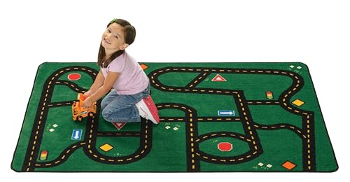 Carpets For Kids Kid$Value 48.22 Go-Go Driving Play Rug 4Ft X 6Ft Rectangle Green