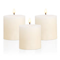 3  3 Ivory Pillar Candles Set of 3 Unscented Handpoured Weddings, Home Decoration, Restaurants, Spa, Church Smokeless Cotton Wic