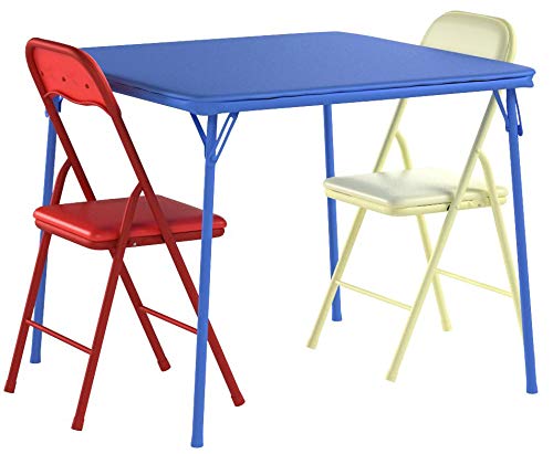Flash Furniture Mindy Kids 3-Piece Folding Square Table and Chairs Set for Daycare and Classrooms, Children's Activity Table/Chairs Set, Multicolor