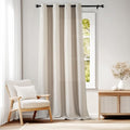 Jinchan Linen Textured 50% Blackout Curtain 108 Inches Long For Living Room Curtain Extra Long White Curtain Thermal Insulated Grommet Top Window Drape For Bedroom Curtain 1 Panel Stone White
