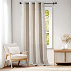 Jinchan Linen Textured 50% Blackout Curtain 108 Inches Long For Living Room Curtain Extra Long White Curtain Thermal Insulated Grommet Top Window Drape For Bedroom Curtain 1 Panel Stone White
