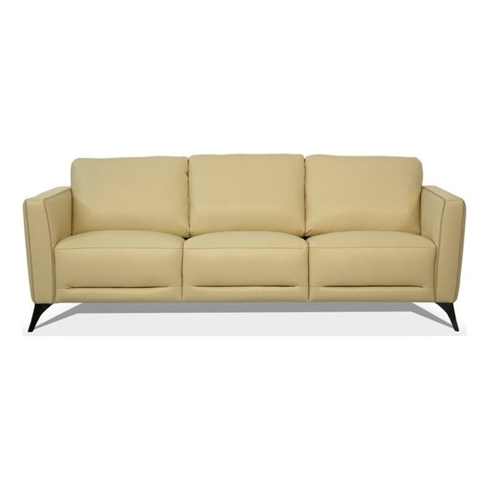 Acme Malaga Leather Sofa In Cream Beige