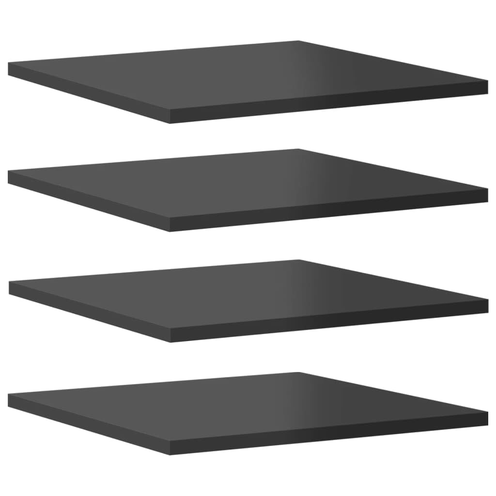 vidaXL Modern Bookshelf Boards, High Gloss Gray - 4-Piece Set, Engineered Wood, Perfect for Additional Storage - Versatile and Easy to Clean - 15.7&quot;x15.7&quot;x0.6&quot;