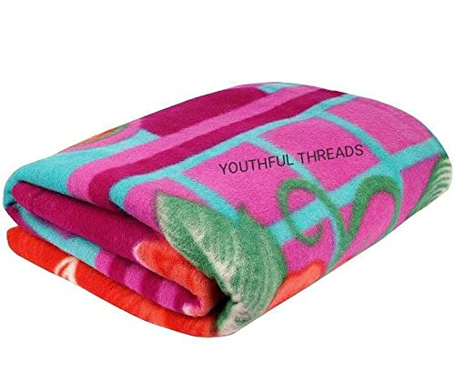 YOUTHFUL THREADS Winter Soft Fleece Double Bed Blanket Printed Multicolor  90 x 90 inch (2)| TC  250
