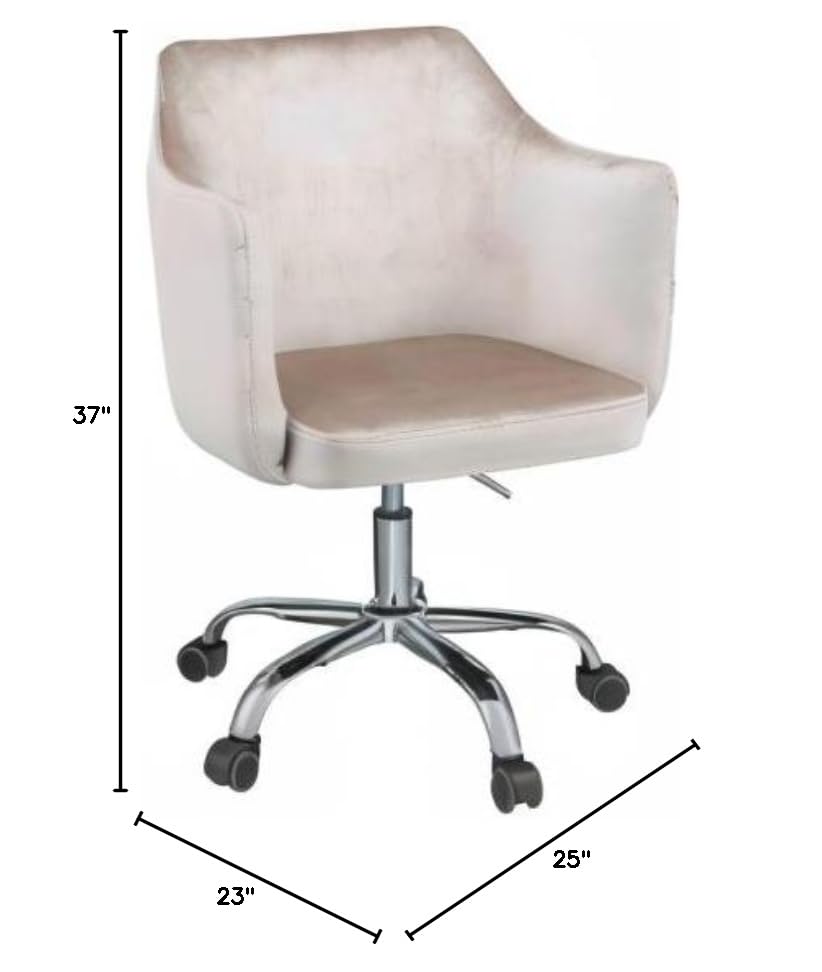 HomeRoots Modern Style and Elegant Arm Office Chair Swivel and Adjustable Height, Champagne Velvet - 25'x 23'x 37'
