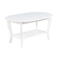 Convenience Concepts American Heritage Oval Coffee Table with Shelf in White Wood Finish