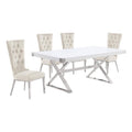 Best Quality Furniture D440/1-Sc330-7 Dining Set, 5-Piece, Cream/Silver