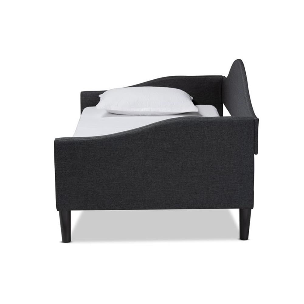Baxton Studio Milligan Modern and Contemporary Charcoal Fabric Upholstered and Dark Brown Finished Wood Twin Size Daybed