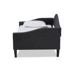 Baxton Studio Milligan Modern and Contemporary Charcoal Fabric Upholstered and Dark Brown Finished Wood Twin Size Daybed