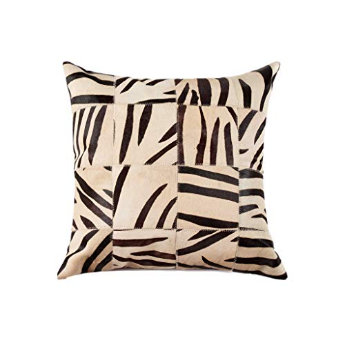 HomeRoots Cowhide, Microsuede, Polyfill 18' X 18' X 5' Zebra Black On White Patchwork Cowhide Pillow