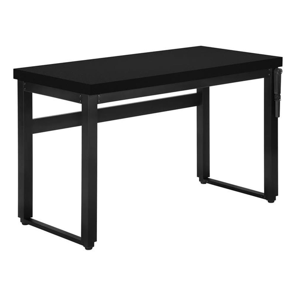 Monarch Specialties 7682 Computer Desk, Home Office, Standing, Adjustable, 48&quot; L, Work, Laptop, Metal, Laminate, Contemporary, Modern Desk-48 Adj.Height, 47.25&quot; L x 23.75&quot; W x 29.5&quot; H, Black/Black