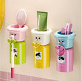 PURCHASE ZONE Wall Mounted Kids Toothbrush Holder & Mouthwash Cup Set Cartoon Design with Inverted Water Cup & Storage No Drill 