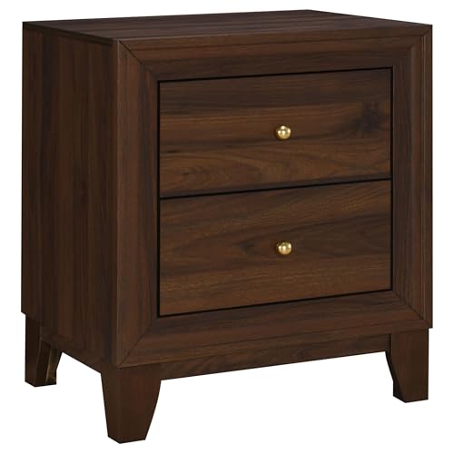 Coaster Home Furnishings Welsley Transitional Engineered Wood 2-Drawer Bedroom Nightstand Bedside Table Organizer Unit Walnut 223442