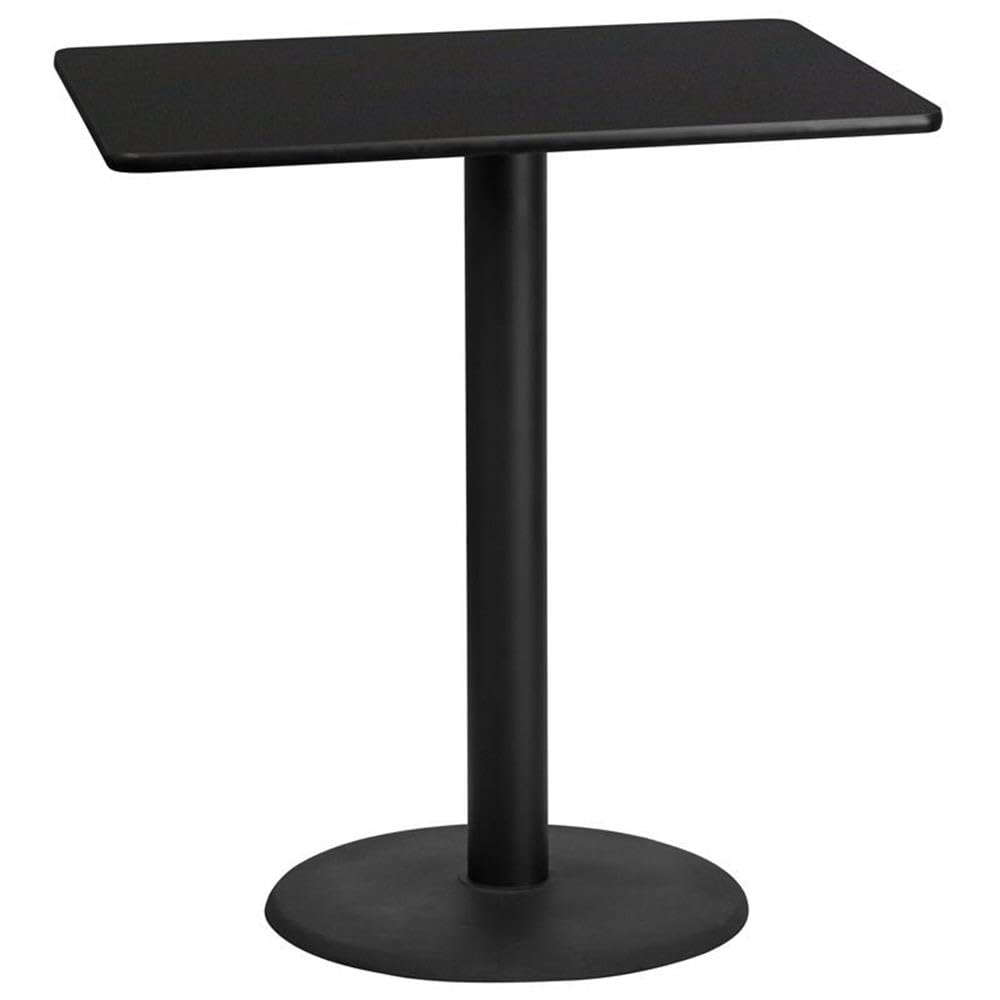 Flash Furniture 30'' X 42'' Rectangular Black Laminate Table Top With 24'' Round Bar Height Table Base