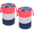 ShreyCrafts 45 L Laundry Bag Red,White,Blue (Pack of 2) (2)