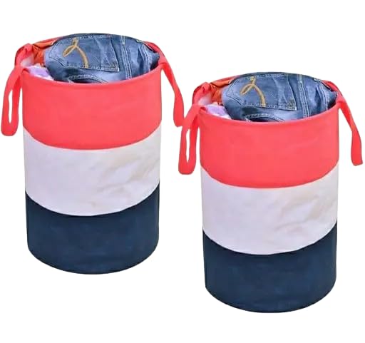 ShreyCrafts 45 L Laundry Bag Red,White,Blue (Pack of 2) (2)