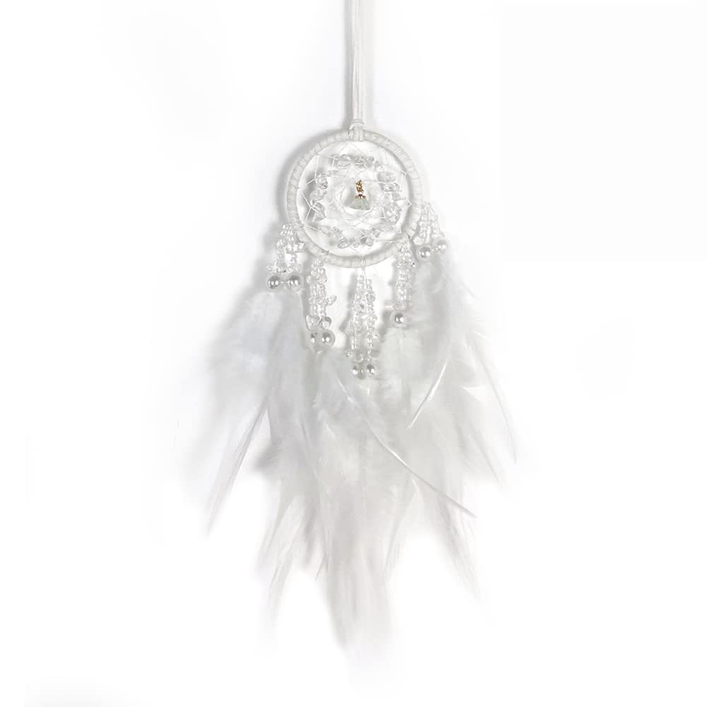 Malicosmile Car Dream Catcher For Rearview Mirror Accessories, Small White Dream Catchers For Car Hanging Ornament For Room Deco