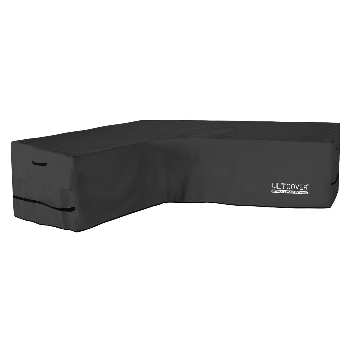 Ultcover Patio L-Shaped Left Facing Sofa Cover Waterproof For 6-Seater Outdoor Sectional Furniture Couch 85X110 Inch Wide, Black