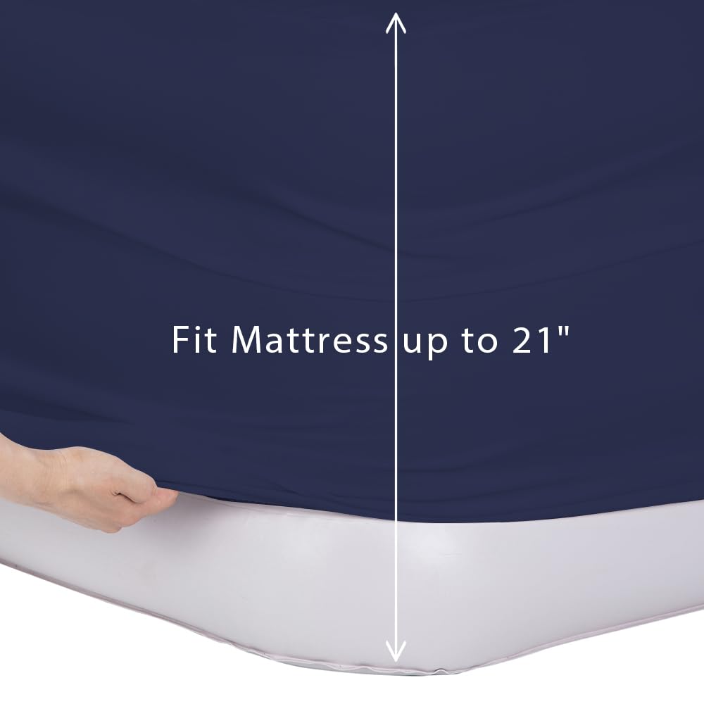 Bedecor Air Bed Sheets For Mattress Cover Removable Bed And Elastic Band Super Soft And Breathable & Deep Up To 21'' Blue Queen