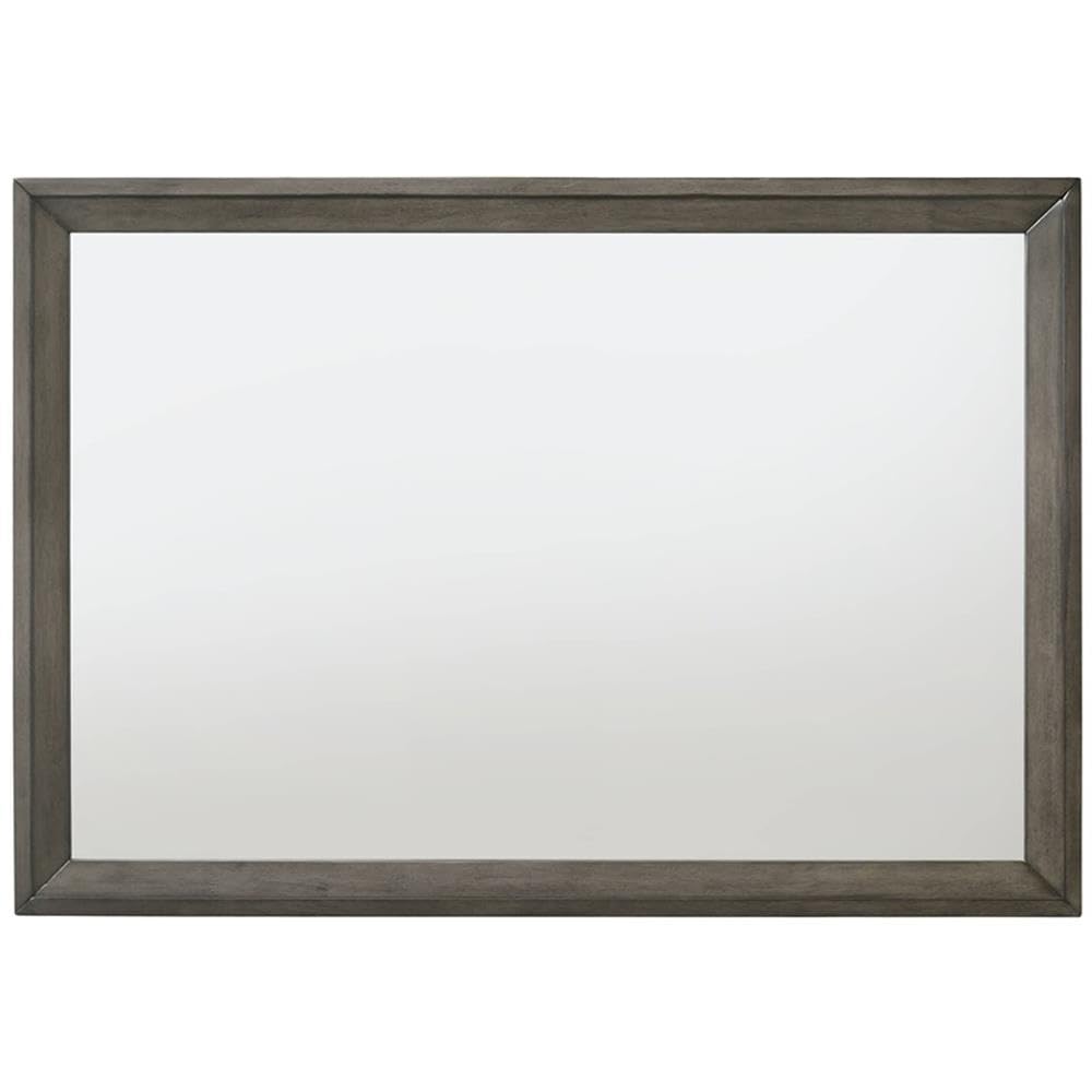 Acme Escher Rectangular Wooden Frame Mirror In Gray Oak