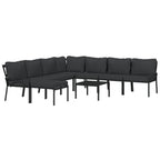 vidaXL 9 Piece Patio Lounge Set, Industrial Style, Outdoor Furniture, Steel Frame, Soft Cushions, Easy Assembly, Gray Cushions with Black Frame, Heavy-Duty Up to 242.5 lb