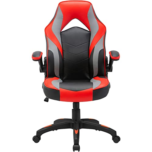 Lorell High-Back Gaming Chair, Red and Black