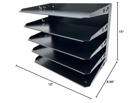 Huron Desktop Horizontal 5-Slot Legal File Organizer, Black Commercial Grade Steel