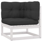 vidaXL Solid Pinewood Patio Lounge Set with Cushions 8 Piece Wooden Terrace Backyard Sofa Seat Sitting Lounger Outdoor Garden Furniture White