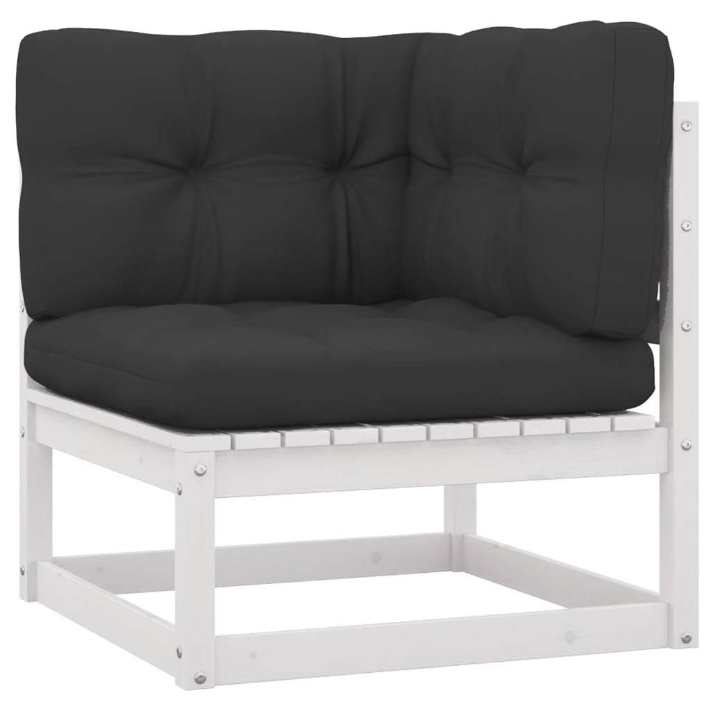 vidaXL Solid Pinewood Patio Lounge Set 13 Piece with Cushions Outdoor Garden Terrace Yard Furniture Wooden Lounge Sofa Set Seat Seating White