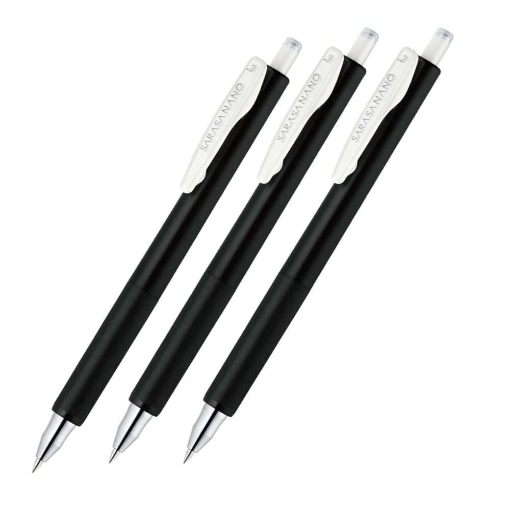 Zebra Jjh72-Bk3-Az Sarasa Nano Gel Ballpoint Pen, 0.3Mm, Set Of 3, Black
