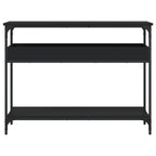 vidaXL Black Console Table with Shelf – Chic Industrial Style Engineered Wood and Metal Hallway Table