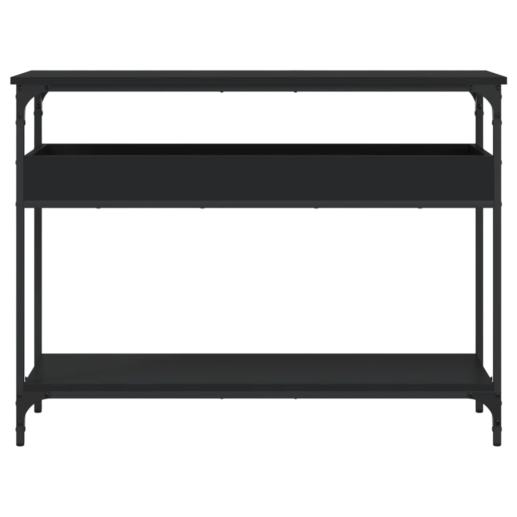 vidaXL Black Console Table with Shelf – Chic Industrial Style Engineered Wood and Metal Hallway Table