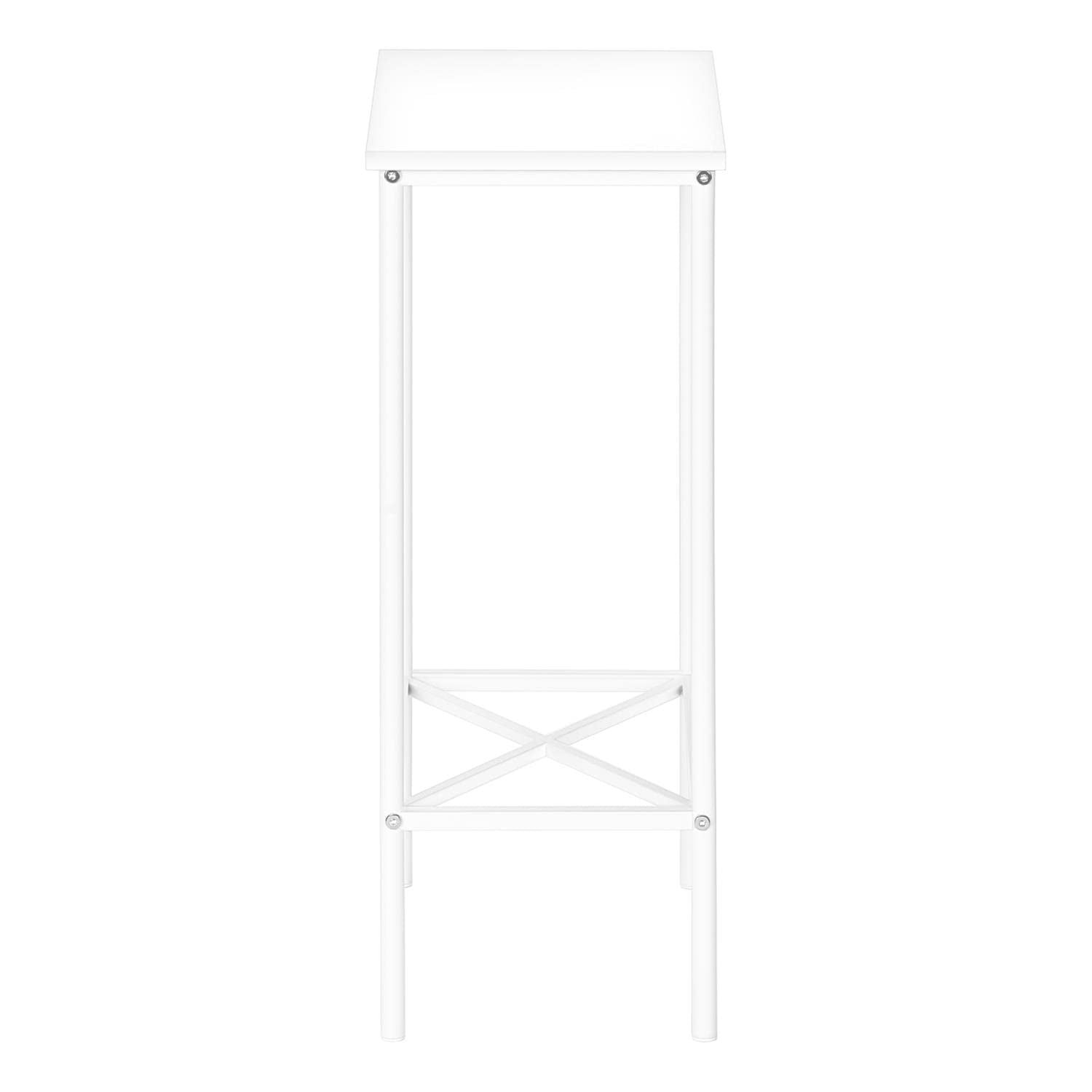 Monarch Specialties 2079 Accent Table, Side, End, Narrow, Small, 2 Tier, Living Room, Bedroom, Metal, Laminate, White, Contemporary, Modern Table-24, 15.75&Quot; L X 9.5&Quot; W X 24&Quot; H