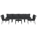 vidaXL 7 Piece Patio Lounge Set with Gray Cushions Steel